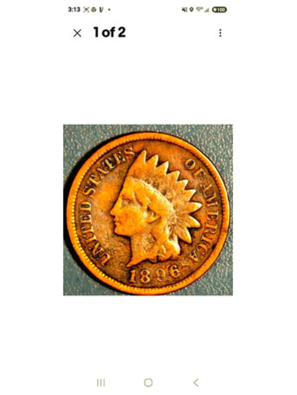 1896 1C Indian Head Bronze Cent Grade:  VG #60